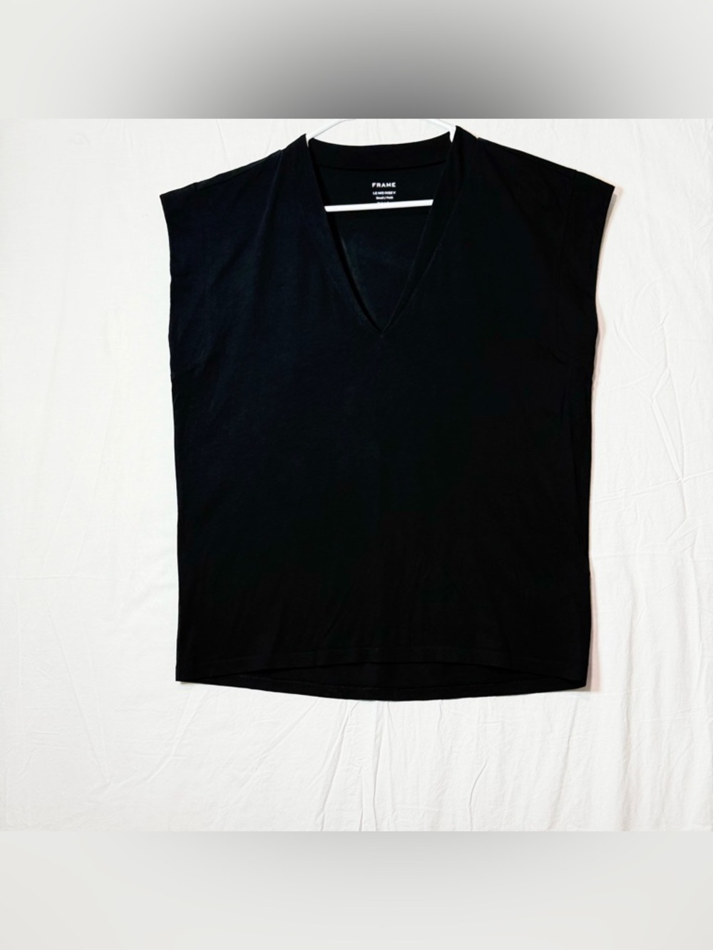 Frame Denim Black V-Neck Cap-Sleeve Tank